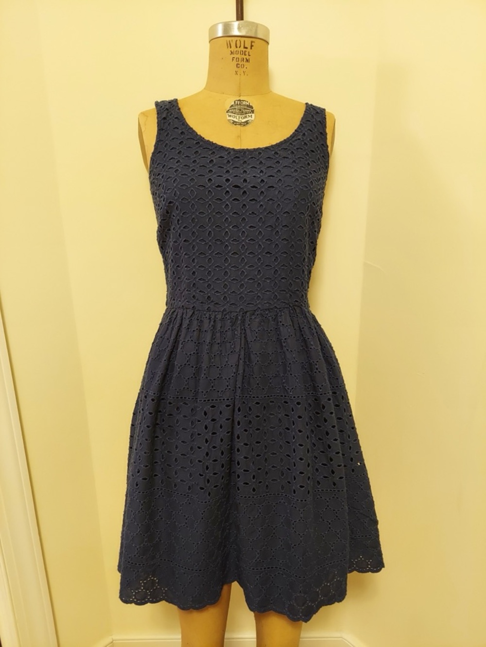 Old Navy Navy Eyelet Fit-and-Flare Mini Dress